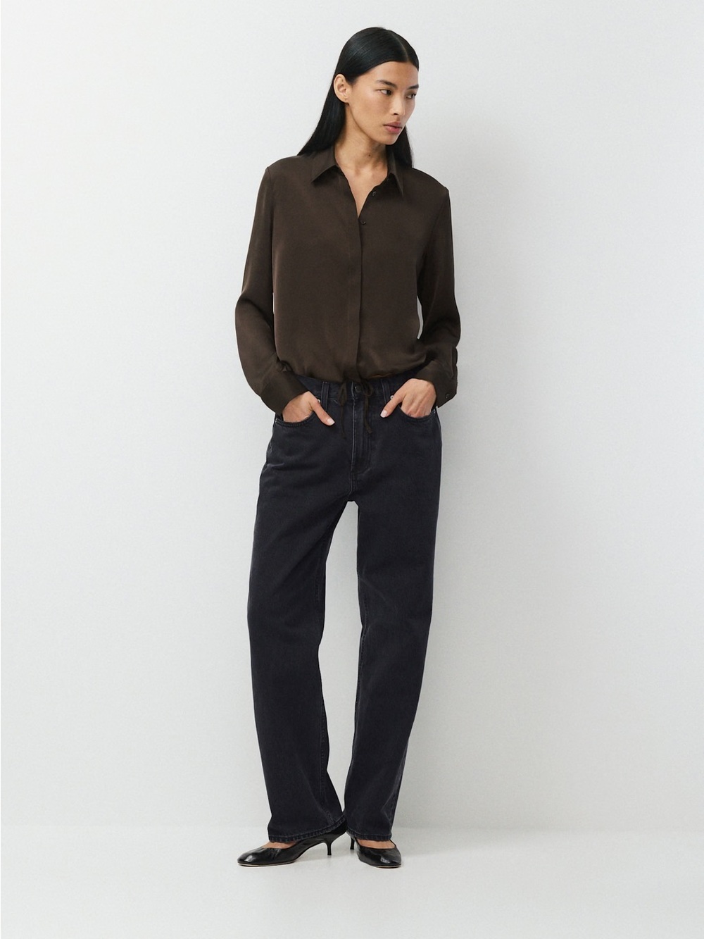Babaton ‘Amargo’ Satin Blouse - Chesnut - Picture 6 of 6